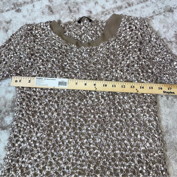 John Fashion brand beige layered open knit topo blouse flowy bottom SZ SM - Picture 8 of 11